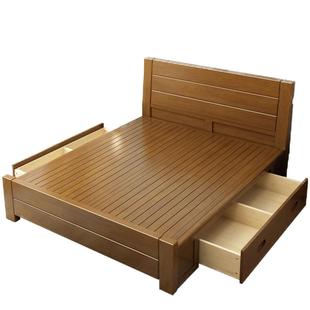 全实木床现代简约双人床主卧1.8米出租房用经济型新中式单人床1.5