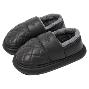棉拖鞋男款秋冬季2025新款居家居包跟防水防滑保暖女士皮面棉鞋