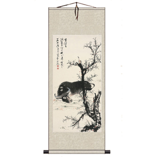 送子观音图新款丝绸卷轴画佛像赐福大幅客厅中堂画印花人物系列