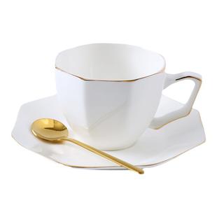 骨瓷咖啡杯碟欧式奢华简约陶瓷咖啡杯带勺子精致英式茶杯定制logo