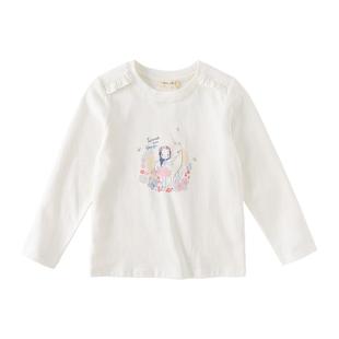 戴维贝拉女童长袖T恤儿童打底衫春装新款女孩白色上衣纯棉衣服女