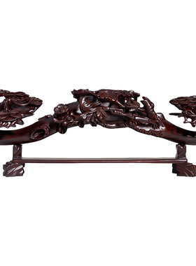 刺史黑檀木雕如意摆件