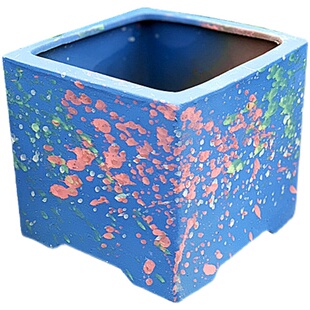 宜兴手工多肉紫砂磨砂方口简约个性粗陶桃蛋老桩大口方盆绿植陶盆