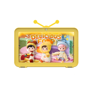 POP适用泡泡玛特HACIPUPU小馋包系列1/12可动人偶电视机展示盒