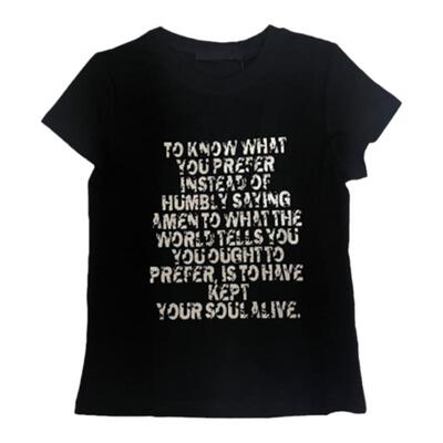 新款女短袖T恤上衣复古字母印花