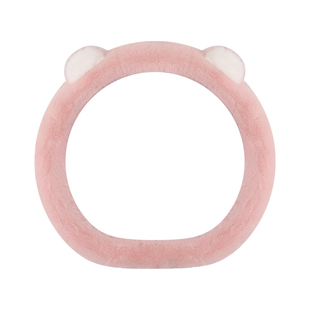 方向盘套粉色女款冬季加厚毛绒可爱新款冬天保暖D型汽车把套装饰