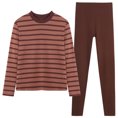 新一步女纯棉厚款保暖套装棉毛衫