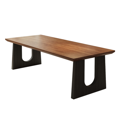 撞色实木餐桌客厅书桌一体多功能