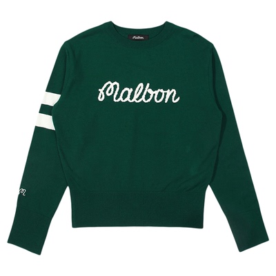 25韩国MALBON高尔夫服装女款圆领长袖针织衫高弹修身显瘦保暖时尚