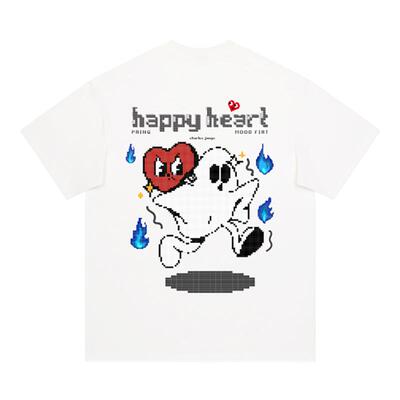 查尔斯桃心像素幽灵爱心短袖T恤