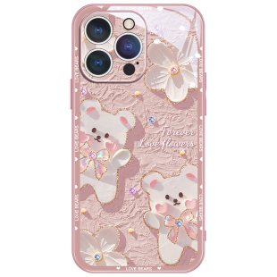 彩绘镜头膜苹果15promax手机壳新款17摄像头全包16pro防摔iPhone13卡通12高档11清新可爱女生14plus玻璃外壳