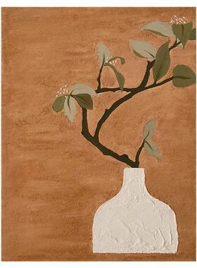 柚子油画装饰画肌理感绿植客厅