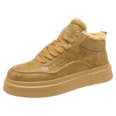 鞋子男鞋冬季加绒加厚棉鞋男款东北大棉雪地靴厚底板鞋大黄马丁靴