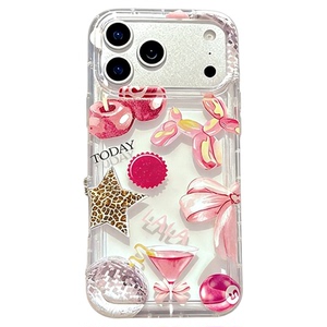 Beautiful Cute Pink Bow Transparent Slim Air Cushion Case 适用 iPhone 17/15/16 Pro Pro Max 防摔