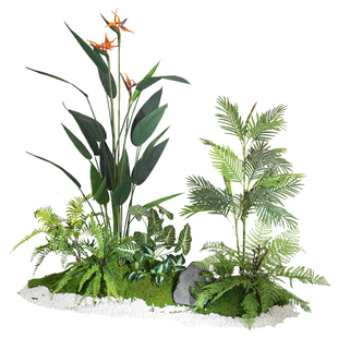 大型仿真绿植造景室内楼梯转角热带植物景观组合橱窗软装盆栽摆件