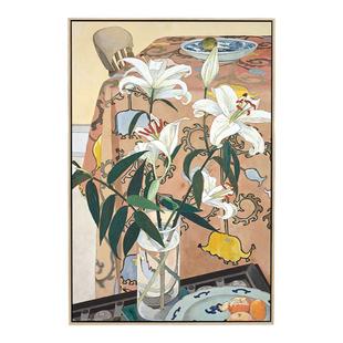 港画 印象派花卉手绘油画植物摆件壁画客厅斗柜欧式复古花装饰画