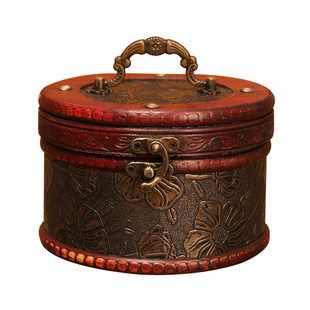 复古小号木质圆柱收纳盒高档储物盒儿童首饰盒精致包装盒礼盒木盒