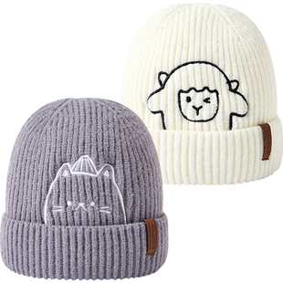 伊米伦儿童帽子秋冬男孩女童宝宝帽子保暖针织毛线帽内里棉布亲子