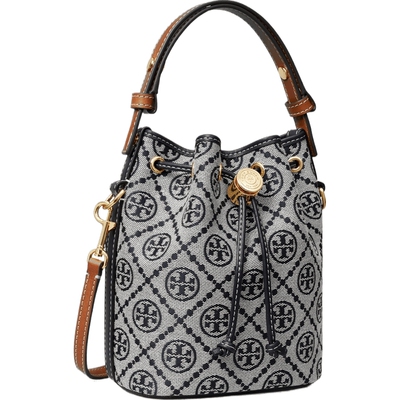 【礼物】TORY BURCH 汤丽柏琦 T MONOGRAM 迷你老花水桶包 166415