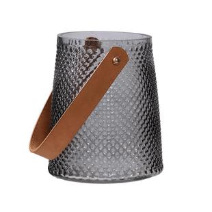 美式轻奢创意皮革手提花瓶玻璃水养插花玫瑰百合客厅餐桌装饰摆件