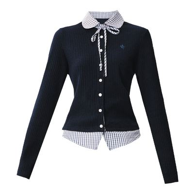 【现货】易碎商店·韩系女高学院风格子拼接衬衫长袖裙子两件套装