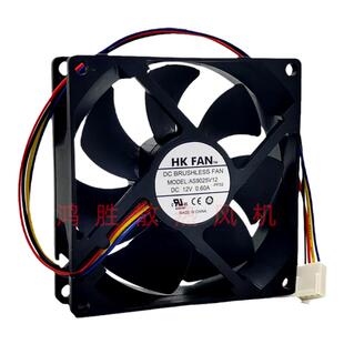全新现货HK FAN AS9025V12 DC12V 0.60A 9CM 4线温控机箱散热风扇
