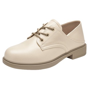 大东官方白色皮鞋女2025新款冬季通勤女鞋牛津鞋低跟黑色工作鞋女