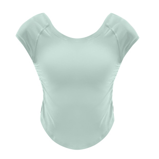 瑜珈上衣女裸感运动T恤撸铁跳绳跳操跑步训练修身显瘦健身服短袖