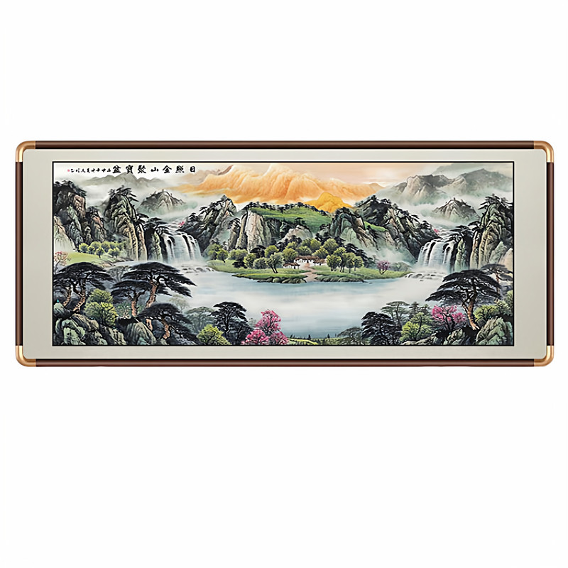 西墙金山聚宝盆山水画办公室挂画