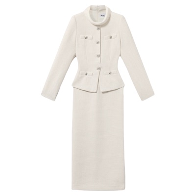 self-portrait长袖粗花呢连衣裙