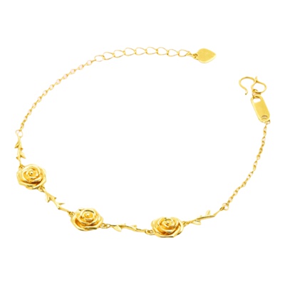 18k金玫瑰花手链女百搭经典款