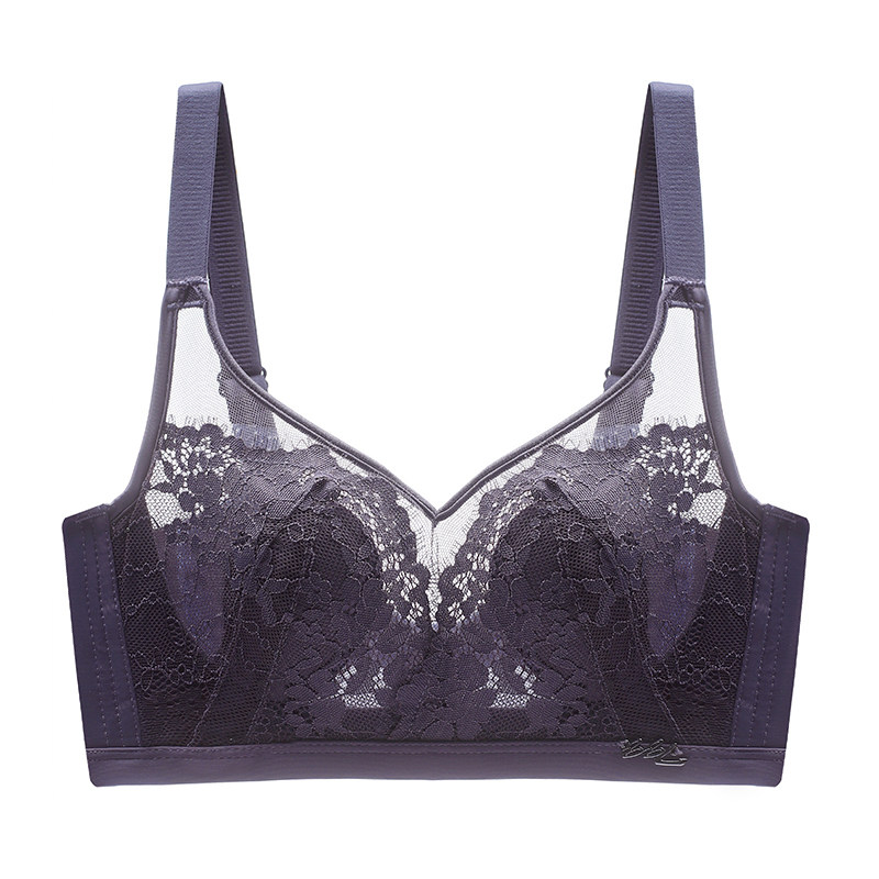 婧三椿内衣女无钢圈性感超薄文胸大胸显小兔耳朵防凸点收副乳胸罩