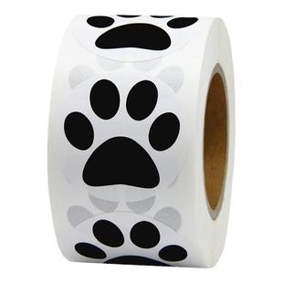 500贴/卷彩色黑色卡通狗狗掌印装饰贴纸不干胶封口标签便利贴