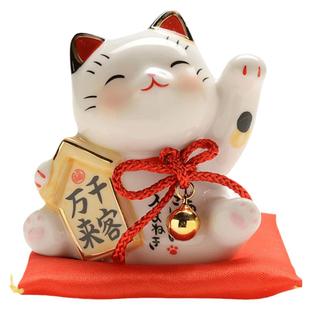 日本药师窑彩绘财源广进招财猫陶瓷摆件装饰新年礼品生日车载桌面