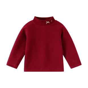 Oak mont儿童打底衫秋冬女童内搭羊毛蚕丝暖绒长袖t恤宝宝保暖衣