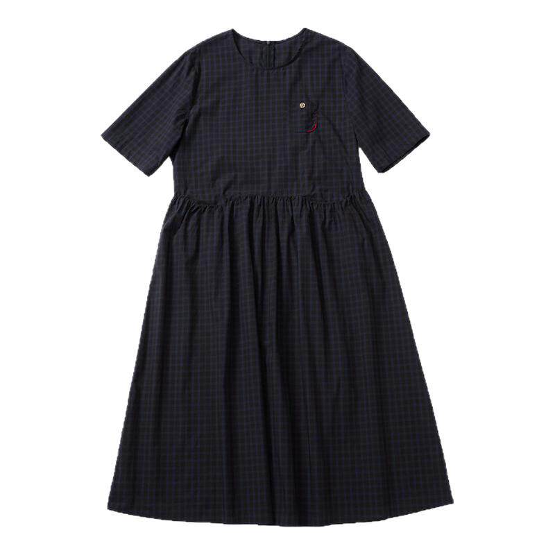 非鱼2025夏季新款格子连衣裙文艺复古女裙减龄学院风裙NFLXL1149