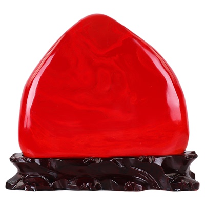 鸡血石红碧玉原石摆件客厅观赏石