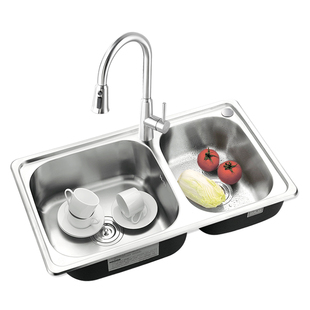 墨林水槽大双槽304不锈钢加厚厨房洗菜盆台下盆水盆洗菜池洗碗槽