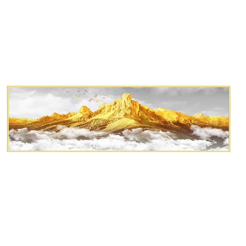 背靠金山床头画卧室挂画客厅装饰画沙发墙画现代轻奢山水自粘贴画