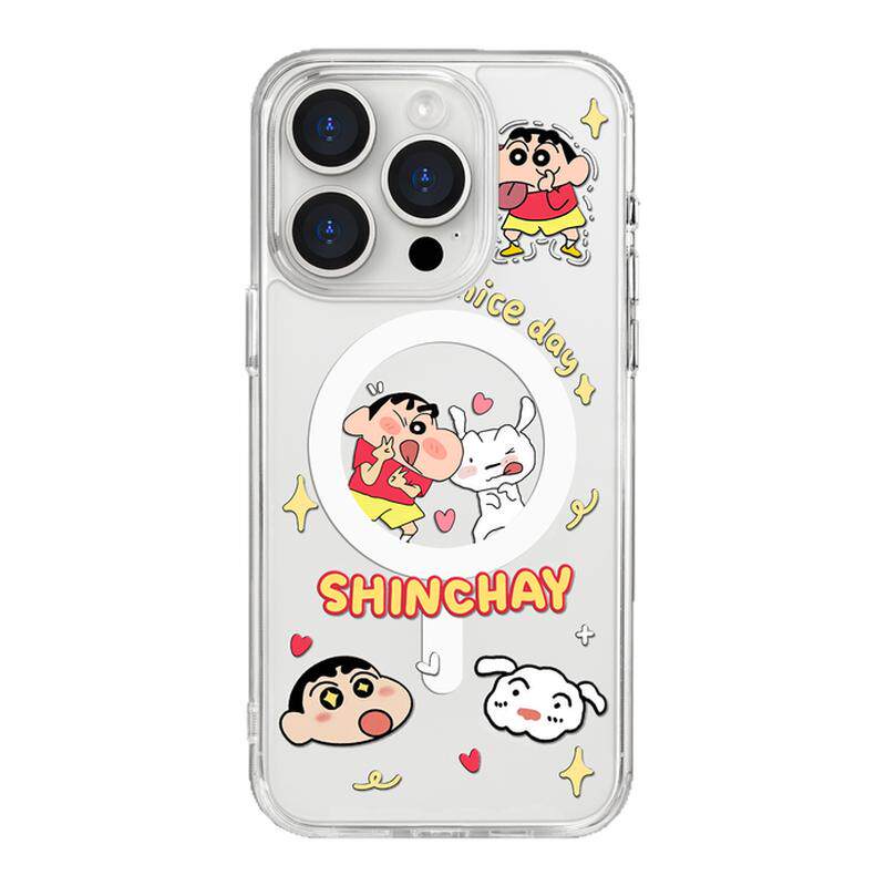 benefit日漫调皮小男孩和狗狗17适用于iphone16promax苹果15PRO黑色透明磁吸手机壳13新款14防摔保护套12情侣