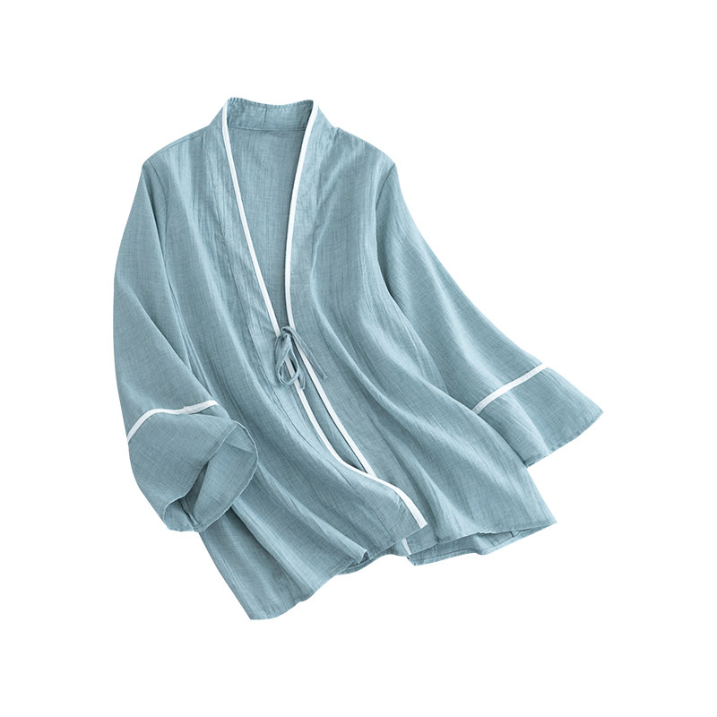 复古文艺棉麻短外套女宽松系带中式喇叭袖汉服开衫茶服上衣薄外搭