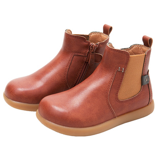 小蓝羊儿童靴子春秋男童马丁靴皮靴女童切尔西靴防滑软底儿童短靴