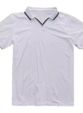 夏款中小学生纯棉校服短袖白色T恤半袖体恤V字领薄款运动POLO衫