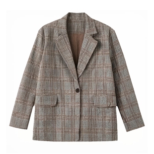 千鸟格西装女外套2025年新款早秋气质长袖小个子格子春秋韩版西服