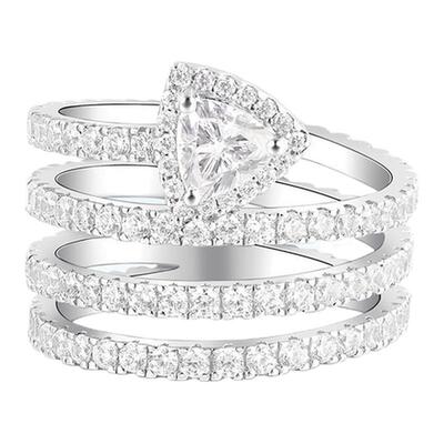 【情人节礼物】APM Monaco多圈镶三角形晶钻戒指奢风高端925银女