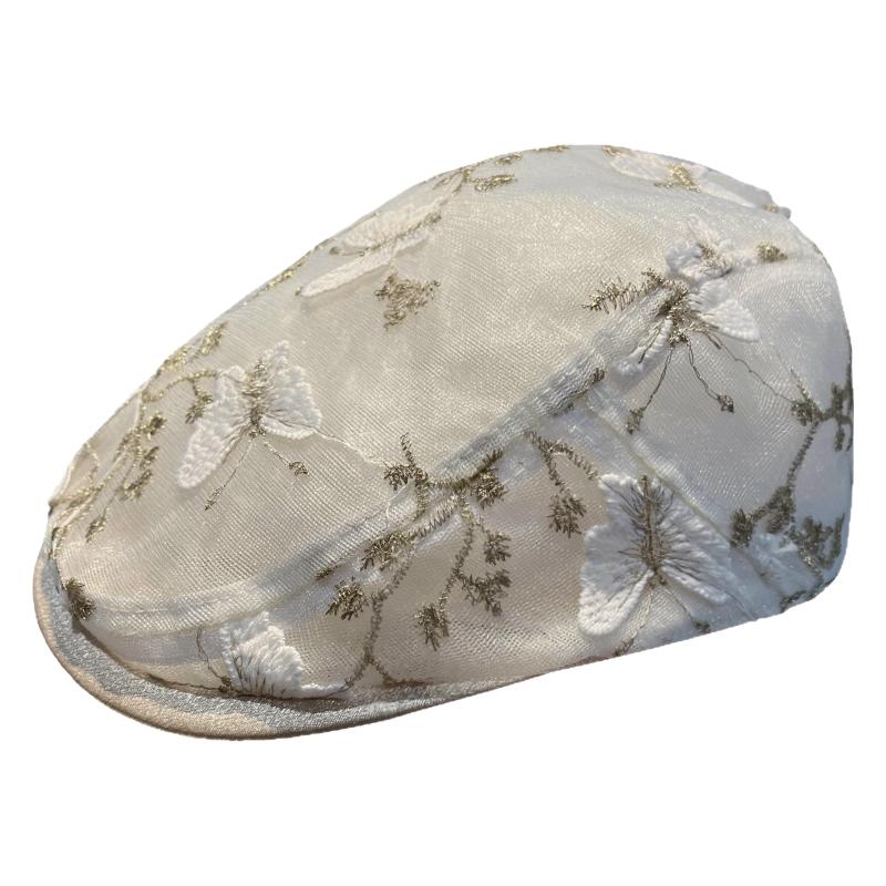休闲白色夏季贝雷帽秋冬蝴蝶花朵