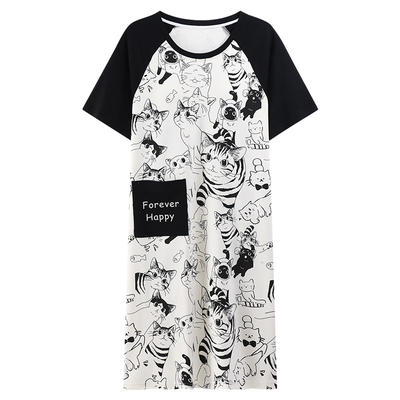 100％纯棉带胸垫一体式短袖睡裙