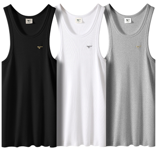 七匹狼纯棉背心男士修身二道弹力紧身跨栏健身内穿打底汗衫粗螺纹