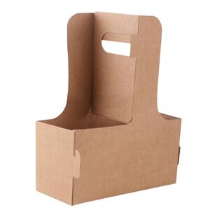 花与千荨 咖啡手提花盒牛皮纸杯托插花礼盒鲜花花盒束打包外带盒