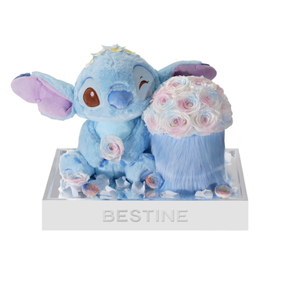 柏治廷迪士尼史迪仔史迪奇永生花礼盒玫瑰抱抱桶摆件生日礼物